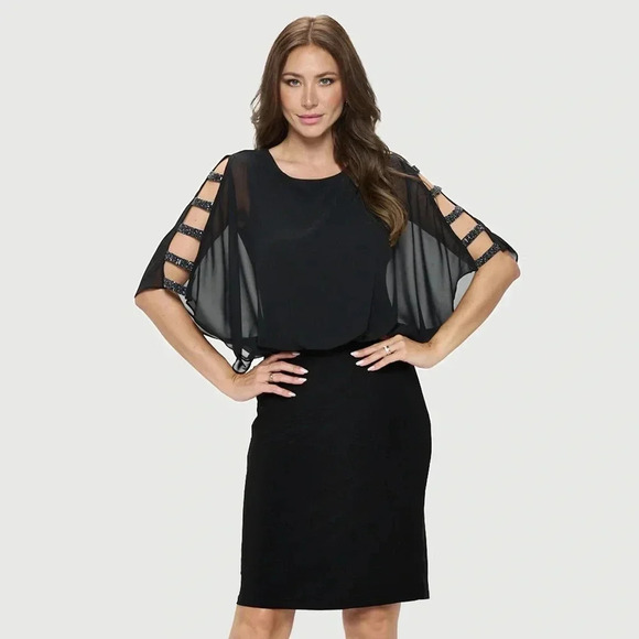 Last Tango Chiffon Lattice Sleeve Dress - Picture 1 of 3